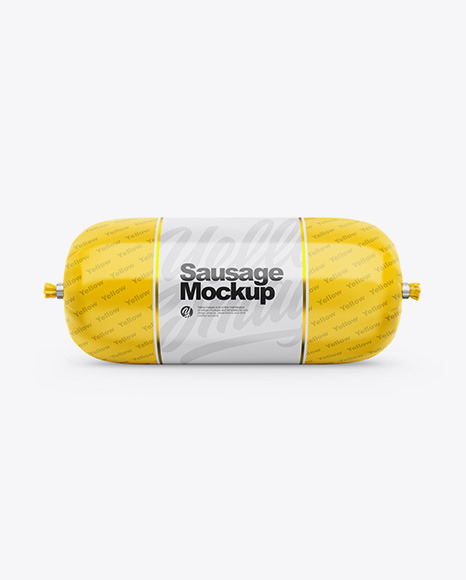 Download Glossy Sausage Chub Mockup Yellow Author PSD Mockup Templates