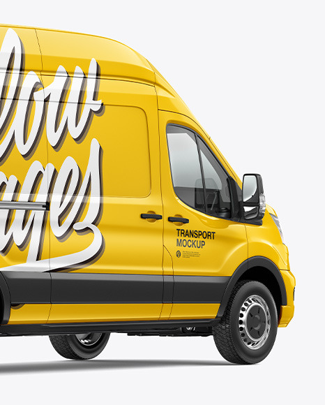 Download Hq Panel Van Mockup Back Half Side View In Vehicle Mockups On Yellow Images Object Mockups PSD Mockup Templates