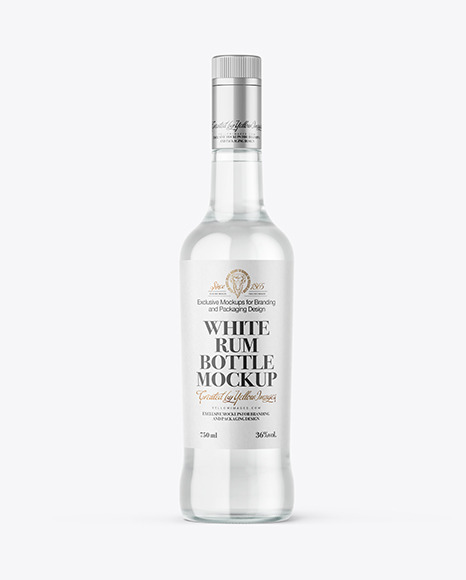 Clear Glass White Rum Bottle Mockup PSD #2