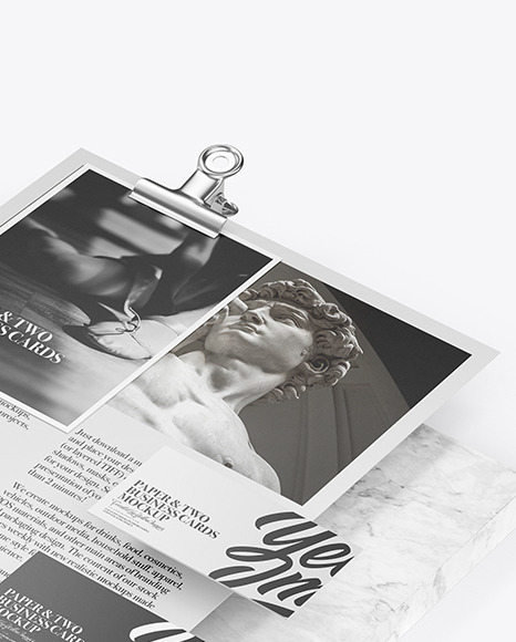 Papers, Business Card Pen with Marble PSD #1