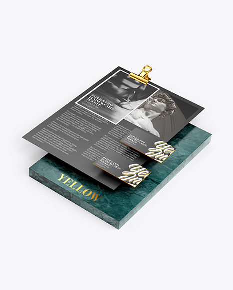 Papers, Business Card Pen with Marble PSD #6