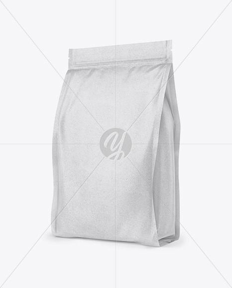 Download Kraft Stand Up Bag Mockup Half Side View In Bag Sack Mockups On Yellow Images Object Mockups