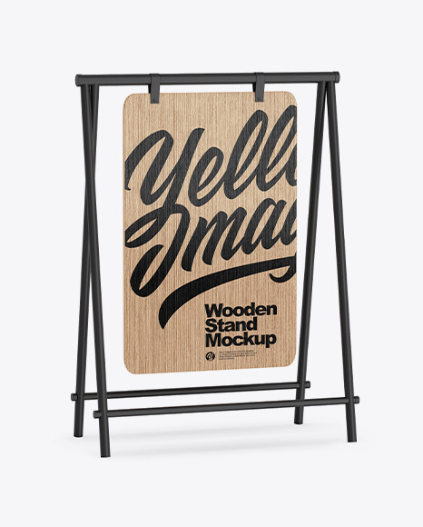 Download Wooden Stand Mockup In Outdoor Advertising Mockups On Yellow Images Object Mockups