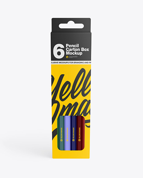 Pencil Box Mockup in Stationery Mockups on Yellow Images Object Mockups