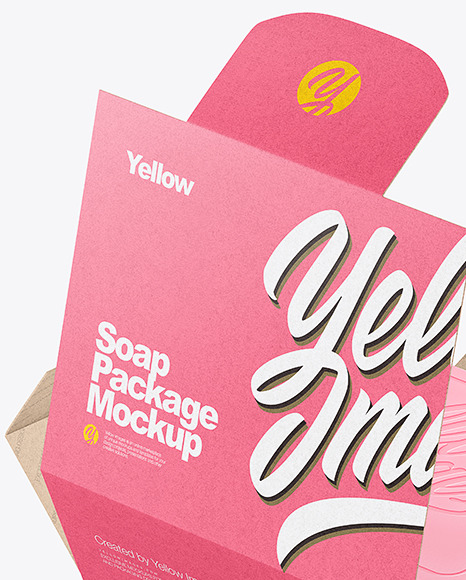 Opened Soap Bar Kraft Paper Packaging Box Mockup In Box Mockups On Yellow Images Object Mockups