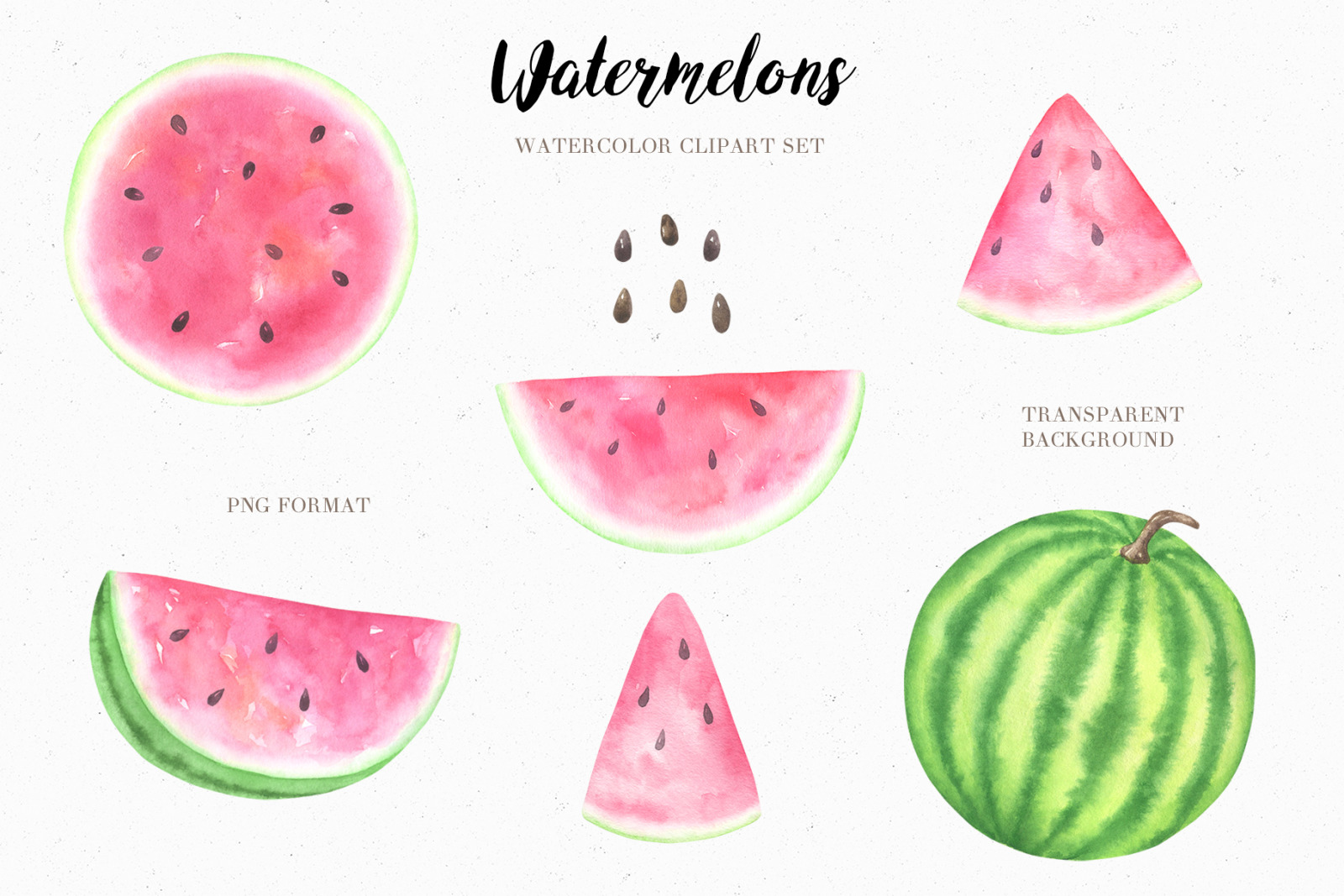 Watercolor Watermelon Collection on Yellow Images Creative Store