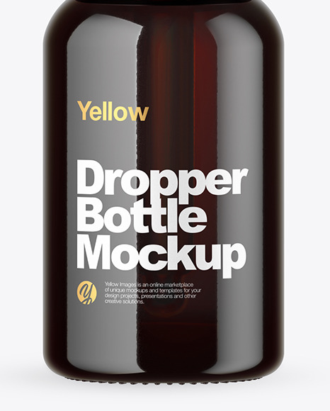 Dark Amber Glass Dropper Bottle Mockup PSD #1