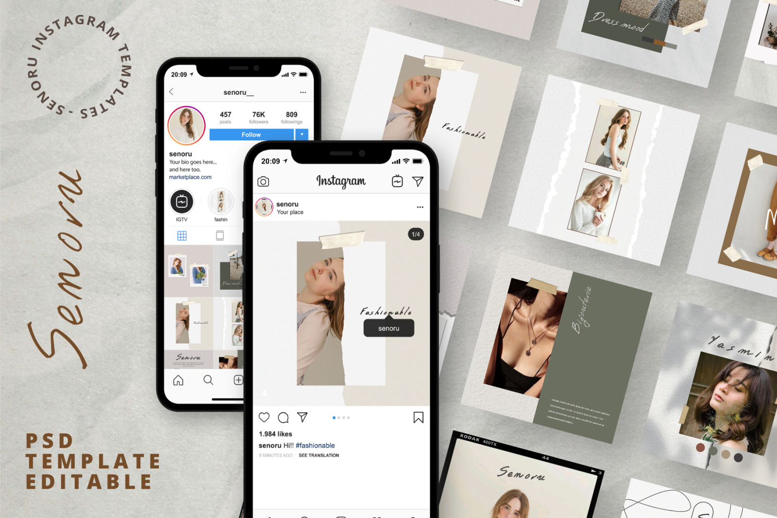 Download Free Instagram Mockup Post Template / Minimalist Creator Instagram Ads Post And Story In Social ...