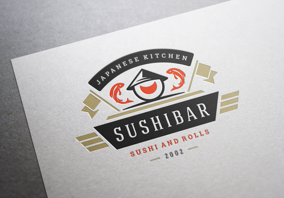 18 Sushi Bar Logos And Badges In Logo Templates On Yellow Images Creative Store