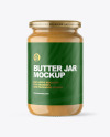 Clear Glass Jar with Peanut Butter Mockup