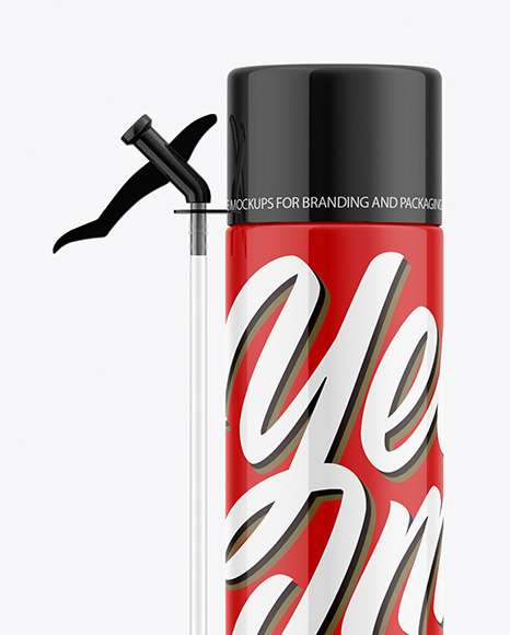 Download Pu Foam Glossy Spray Can Mockup In Can Mockups On Yellow Images Object Mockups