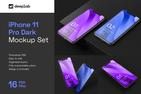 Dark Iphone 11 Pro Dark Mockup In Device Mockups On Yellow Images Creative Store