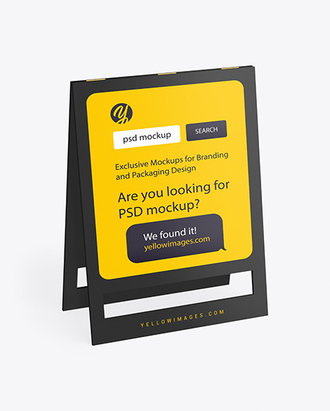 Pavement Sign Mockup In Indoor Advertising Mockups On Yellow Images Object Mockups