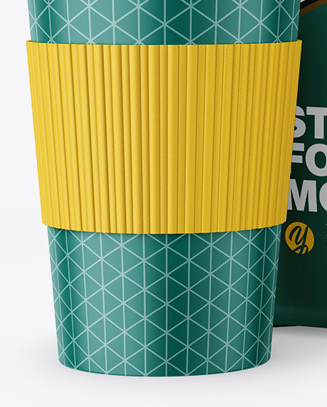 Download Matte Stand Up Bag With Coffee Cup Mockup In Bag Sack Mockups On Yellow Images Object Mockups