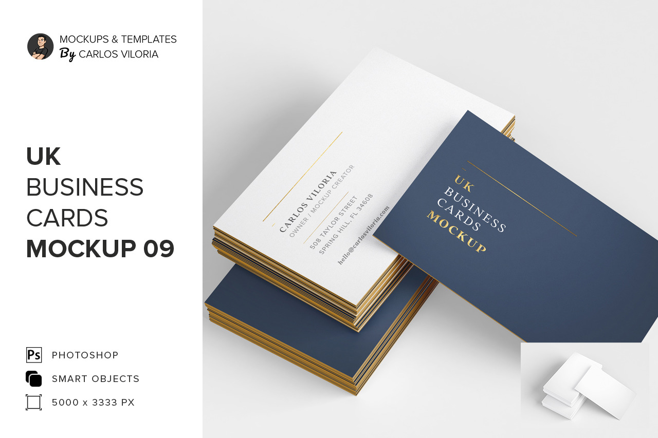 Download Uk Business Cards Mockup 09 In Stationery Mockups On Yellow Images Creative Store