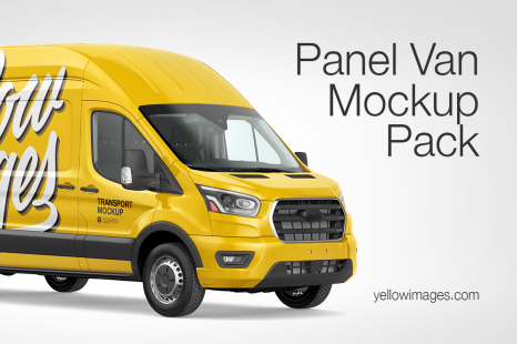 Download Hq Panel Van Mockup 7 In 1 Pack In Handpicked Sets Of Vehicles On Yellow Images Creative Store PSD Mockup Templates