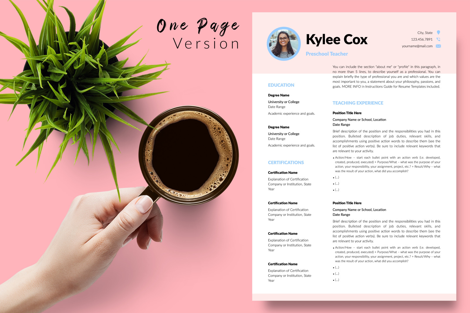 Teacher Resume Template For Microsoft Word Apple Pages Kylie Cox 