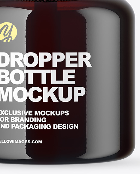 Dark Amber Glass Dropper Bottle Mockup PSD #1