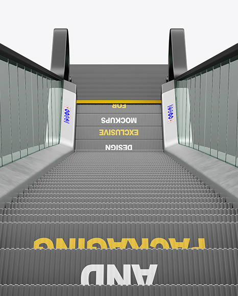 Download Escalator Mockup In Indoor Advertising Mockups On Yellow Images Object Mockups PSD Mockup Templates