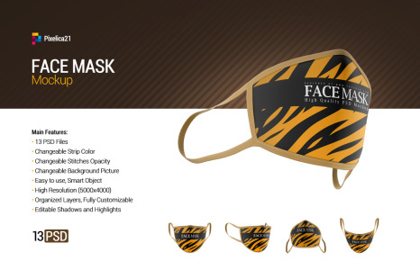 Face Mask Mockup In Apparel Mockups On Yellow Images Creative Store