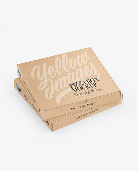 Download Two Kraft Pizza Boxes Mockup Yellow Author PSD Mockup Templates