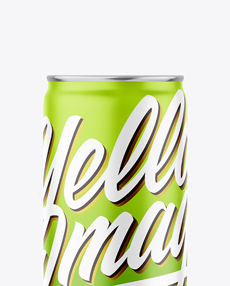 Metallic Drink Can With Matte Finish Mockup PSD #1