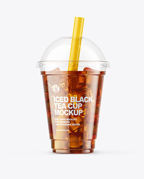 Bloodstained Uanset hvilken Religiøs Iced Black Tea Cup Mockup on Yellow Images Object Mockups