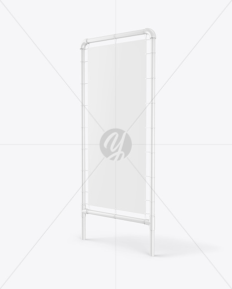 Plastic Stand w  Matte Banner Mockup   Right Side View PSD #1