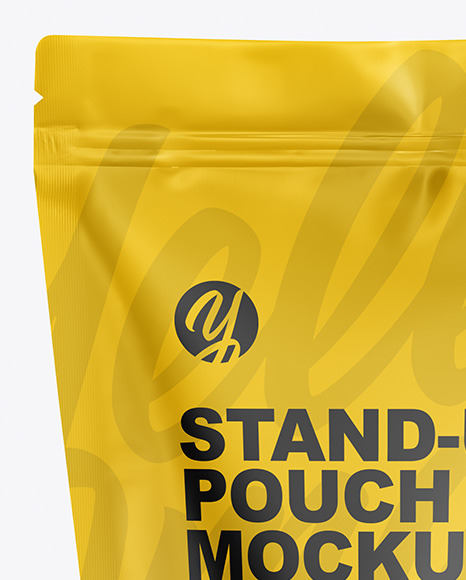 Download Glossy Stand Up Pouch Mockup In Pouch Mockups On Yellow Images Object Mockups