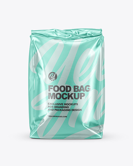 Download Metallic Food Bag Mockup Front View In Bag Sack Mockups On Yellow Images Object Mockups PSD Mockup Templates