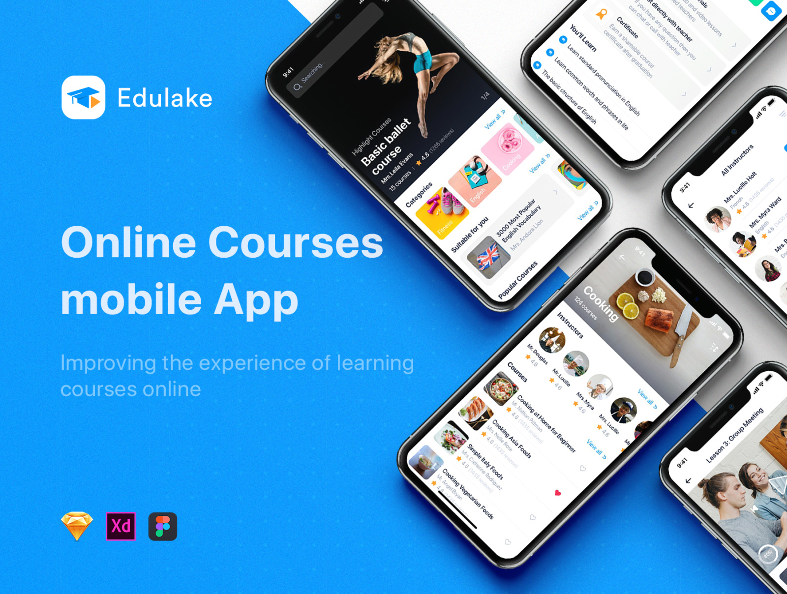 Download Edulake Online Course Ui Kit In Ux Ui Kits On Yellow Images Creative Store PSD Mockup Templates