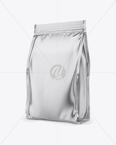 Download Metallic Stand Up Bag Mockup Half Side View In Bag Sack Mockups On Yellow Images Object Mockups PSD Mockup Templates