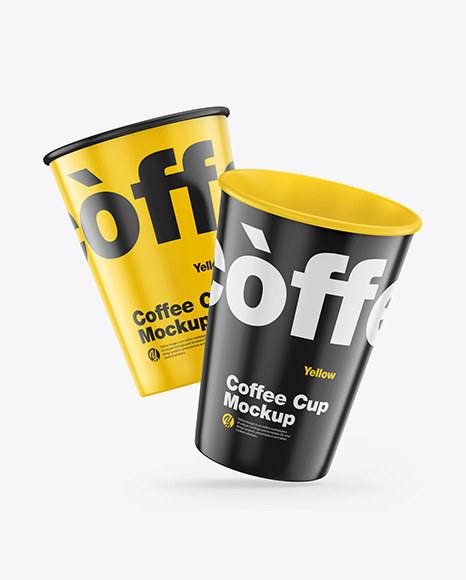 Glossy Coffee Cups Mockup PSD #2