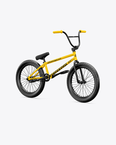 Bmx Bicycle Mockup Half Side View In Vehicle Mockups On Yellow Images Object Mockups