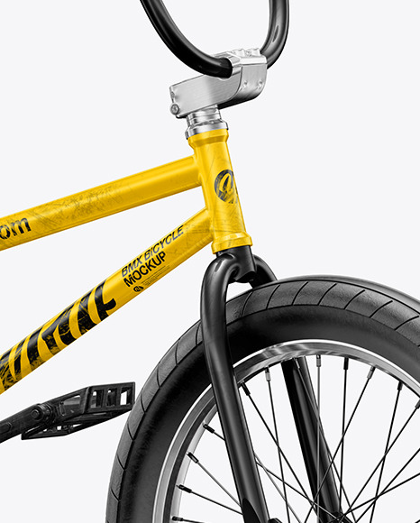 Bmx Bicycle Mockup Half Side View In Vehicle Mockups On Yellow Images Object Mockups