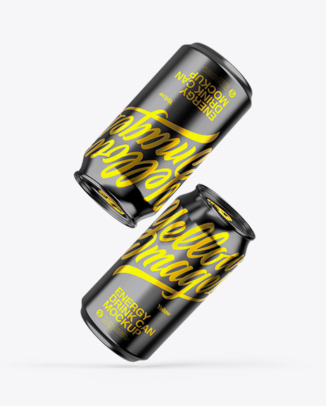 Two Glossy Metallic Cans Mockup PSD #2