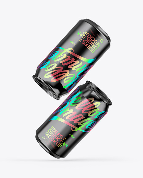 Two Glossy Metallic Cans Mockup PSD #1