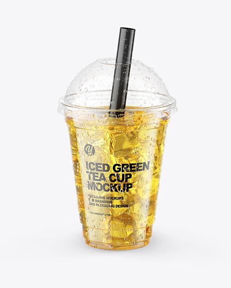 Download Iced Green Tea Cup Mockup in Cup & Bowl Mockups on Yellow Images Object Mockups