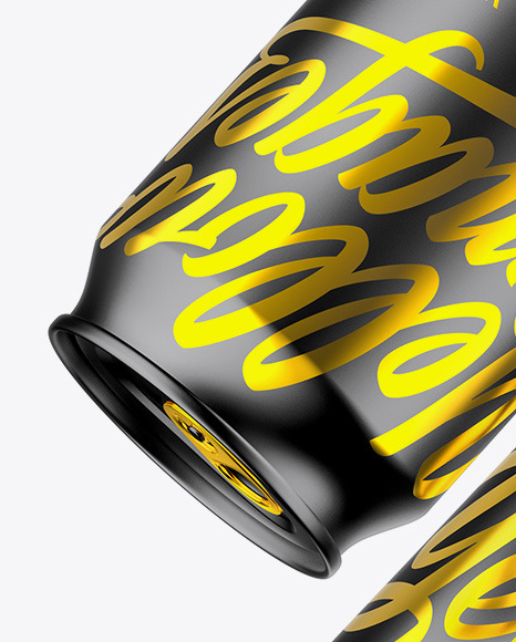 Two Matte Metallic Cans Mockup PSD #6