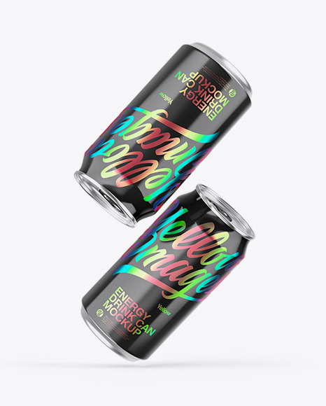 Two Metallic Cans W  Glossy Finish Mockup PSD #1