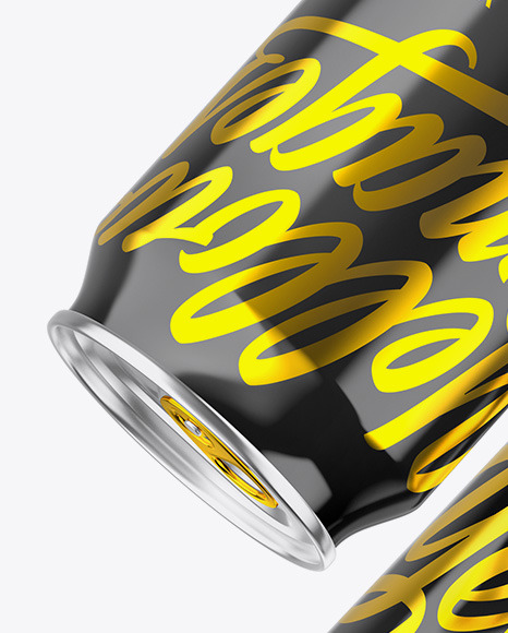Two Metallic Cans W  Glossy Finish Mockup PSD #7