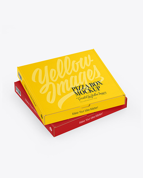 Download Two Cardboard Pizza Box Mockup In Box Mockups On Yellow Images Object Mockups PSD Mockup Templates