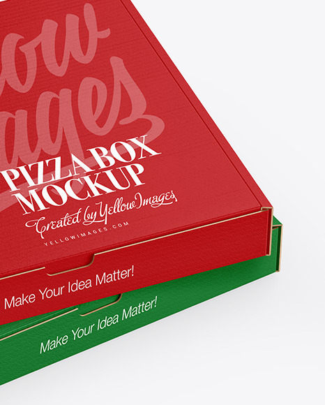 Download Two Cardboard Pizza Box Mockup In Box Mockups On Yellow Images Object Mockups PSD Mockup Templates