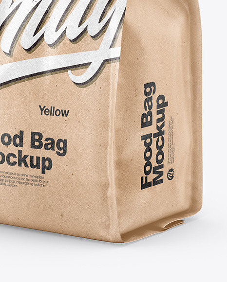 Kraft Food Bag Mockup In Bag Sack Mockups On Yellow Images Object Mockups