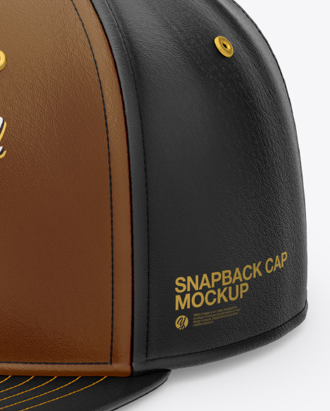 Leather Snapback Cap Mockup PSD #1