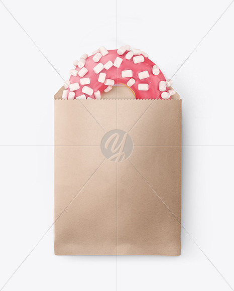 Paper Pack With Pink Glazed Donut Mockup In Packaging Mockups On Yellow Images Object Mockups