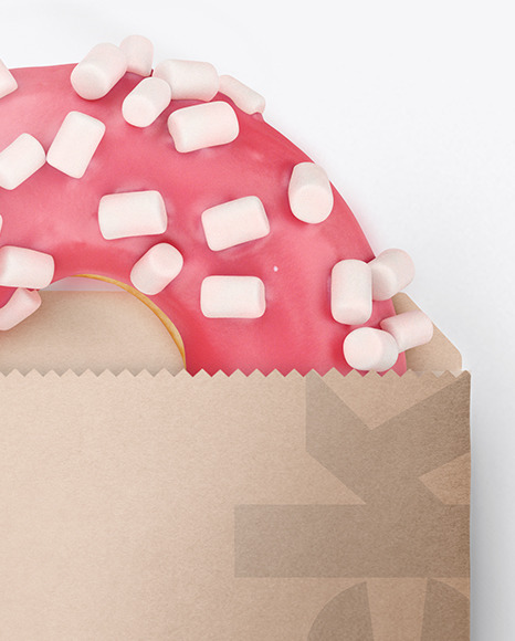 Download Paper Pack with Pink Glazed Donut Mockup in Packaging Mockups on Yellow Images Object Mockups