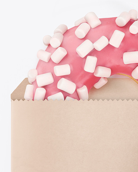 Download Paper Pack With Pink Glazed Donut Mockup In Packaging Mockups On Yellow Images Object Mockups