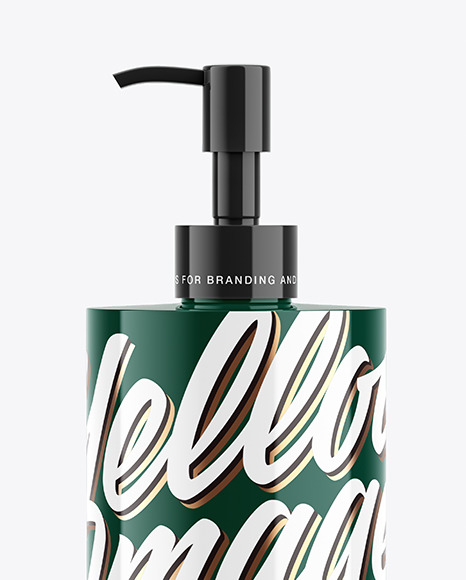 Glossy Cosmetic Bottle with Pump Mockup PSD #3