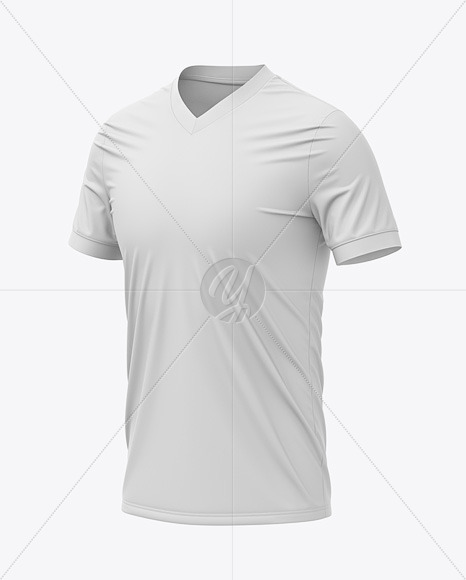 Men S V Neck Soccer Jersey T Shirt Mockup Front Half Side View In Apparel Mockups On Yellow Images Object Mockups